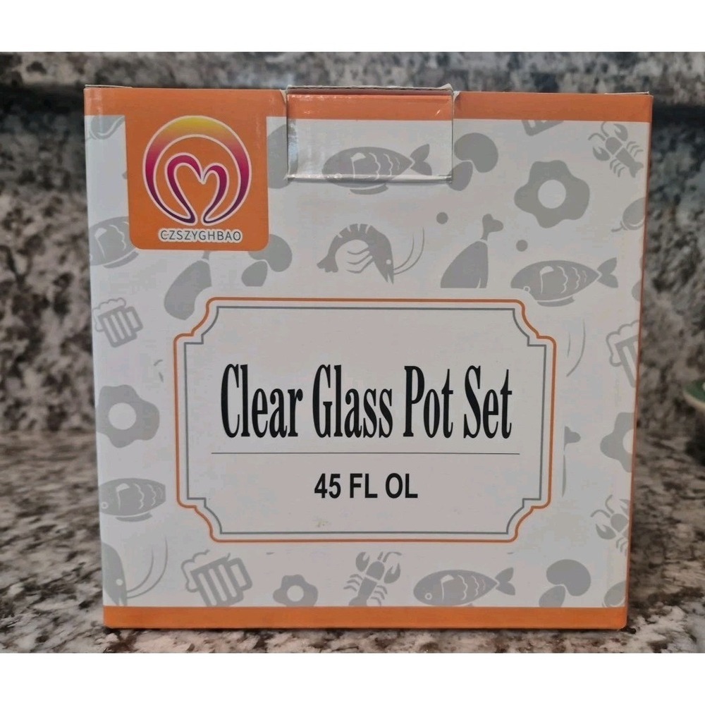 Clear Glass Pot Set for Cooking On Stove - 1.l/45 Fl Oz Glass Cookware Simme...
